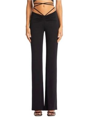 I.AM.GIA Black Halo Wide Leg Pants with Ruched Front Size Small